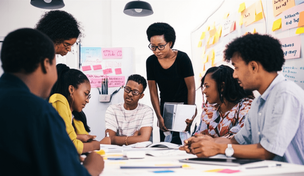 Young Nigerians in supportive community
